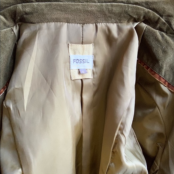 Olive green velvet FOSSIL blazer coat - Picture 16 of 16